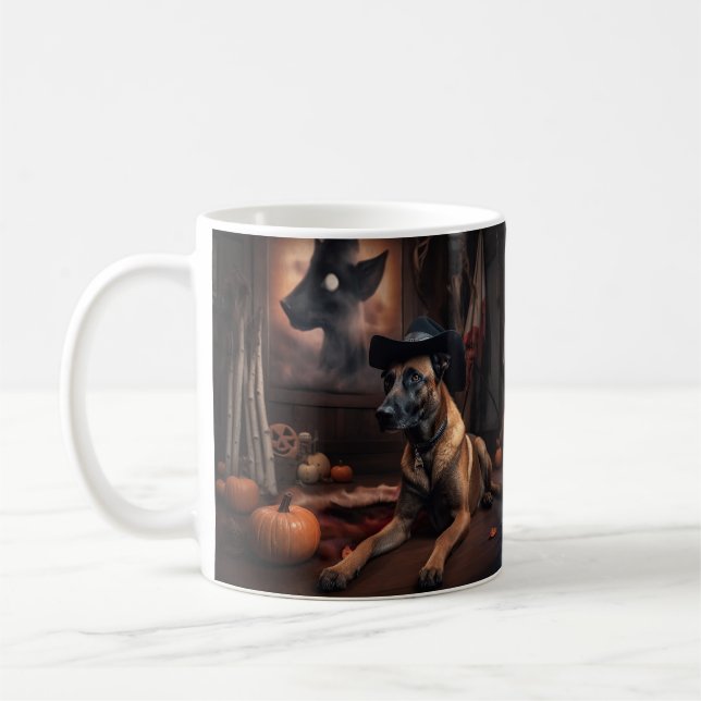 Belgian Malinois Pumpkins Halloween Scary Coffee Mug (Left)