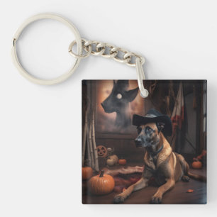 Belgian Malinois Pumpkins Halloween Scary Keychain