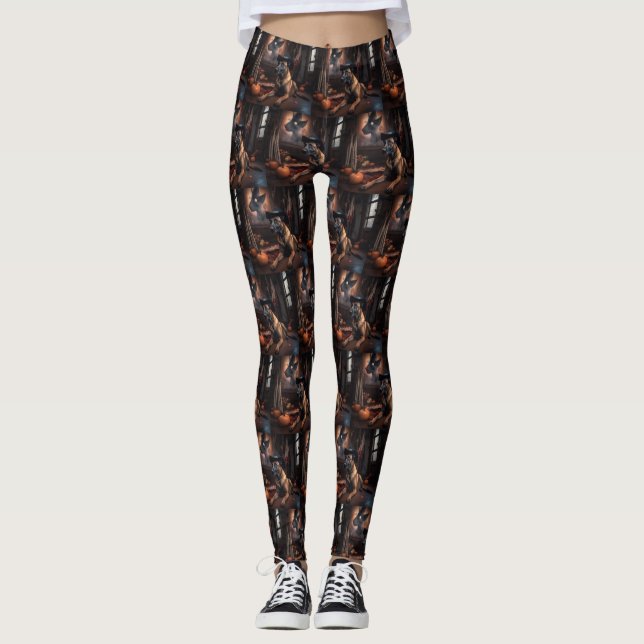 Belgian Malinois Pumpkins Halloween Scary Leggings (Front)