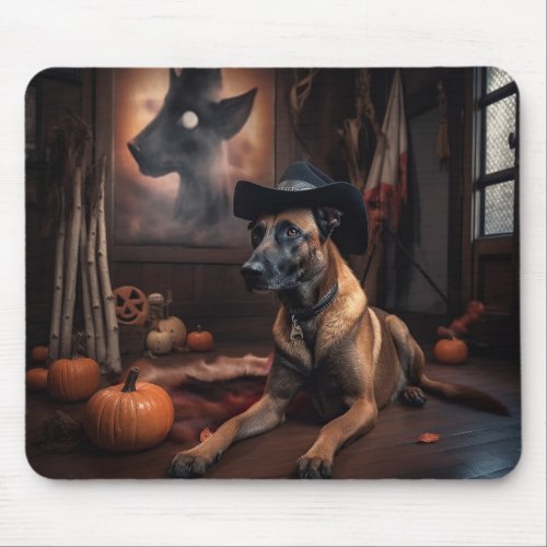 Belgian Malinois Pumpkins Halloween Scary Mouse Pad