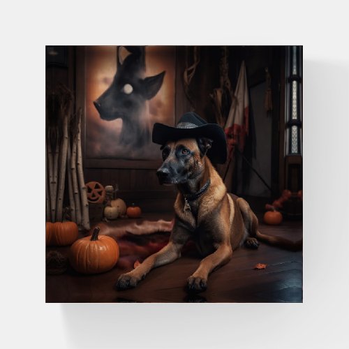 Belgian Malinois Pumpkins Halloween Scary Paperweight