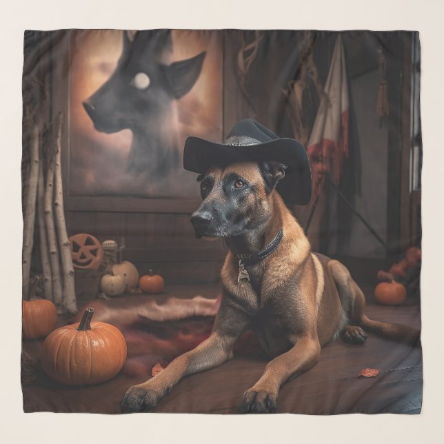 Belgian Malinois Pumpkins Halloween Scary Scarf (Front)