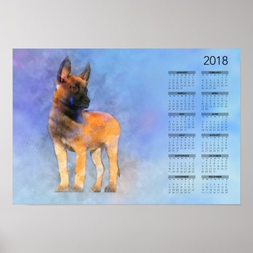 Belgian Malinois Puppy_ Mechelaar  _ Calendar 2018 Poster