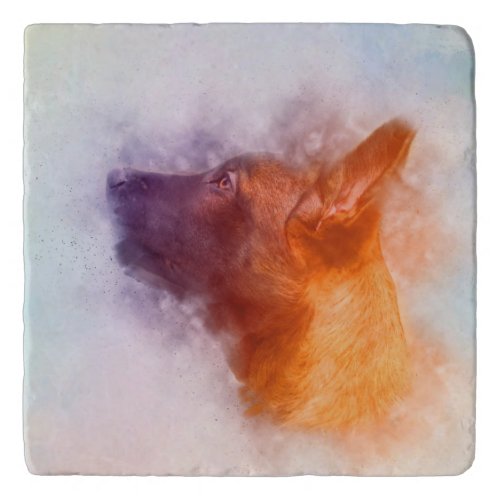 Belgian Malinois Puppy Painting _ Mechelaar Trivet