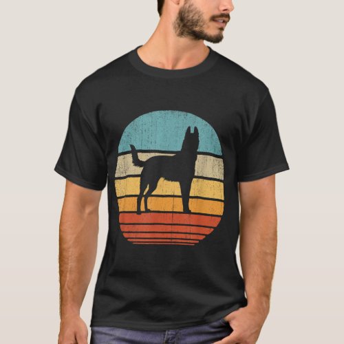 Belgian Malinois Retro Vintage 60s 70s Sunset Dog  T_Shirt