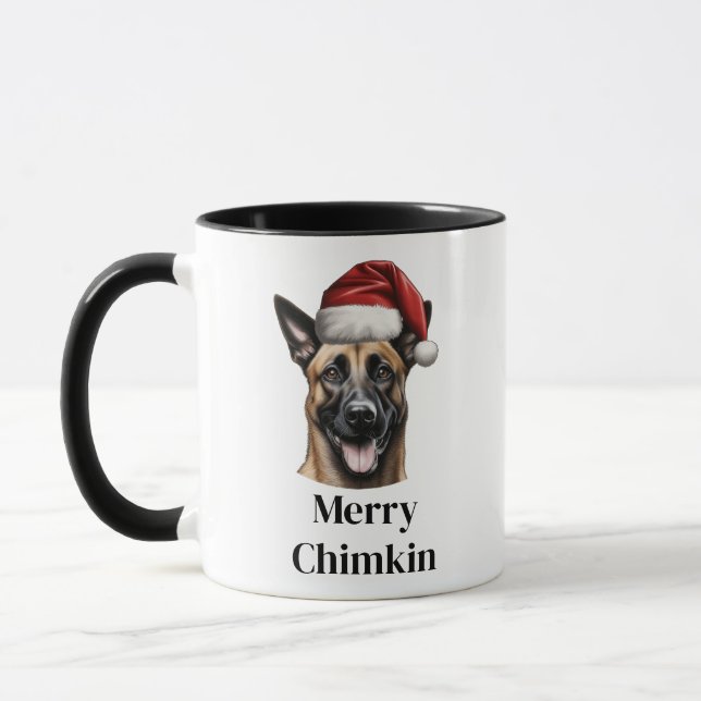 Belgian Malinois Santa Hat Christmas Mug (Left)