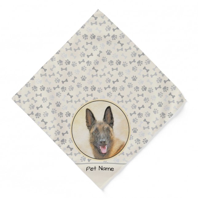 Belgian Malinois Shepherd Mahogany Painting Art Bandana (Front)