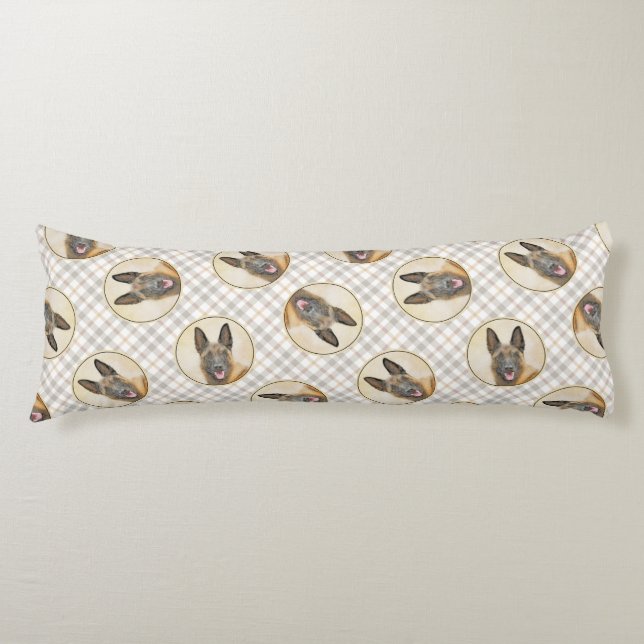 Belgian Malinois Shepherd Mahogany Painting Art Body Pillow (Front)