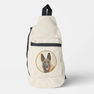 Belgian Malinois Shepherd Mahogany Painting Art Sling Bag