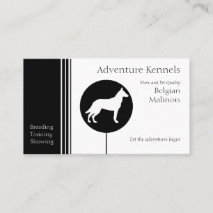 Belgian Malinois Silhouette Modern Black White Business Card
