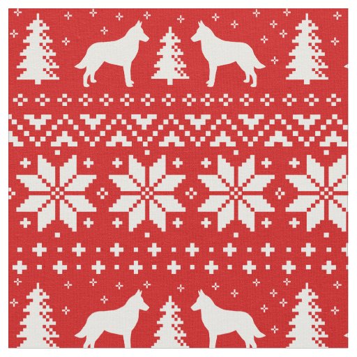 Belgian Malinois Silhouettes Dog Christmas Holiday Fabric