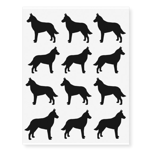 Belgian Malinois Silhouettes Temporary Tattoos (Front)