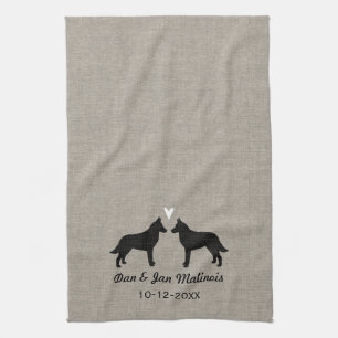 Belgian Malinois Silhouettes with Heart Towel