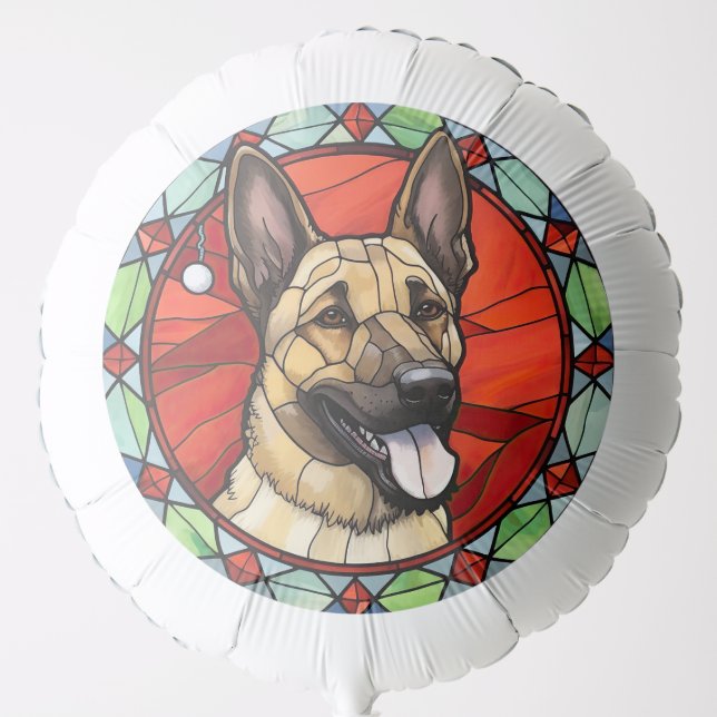 Belgian Malinois Stained Glass Christmas Balloon (Front)