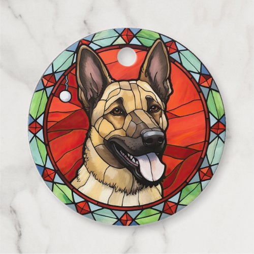 Belgian Malinois Stained Glass Christmas Favor Tags