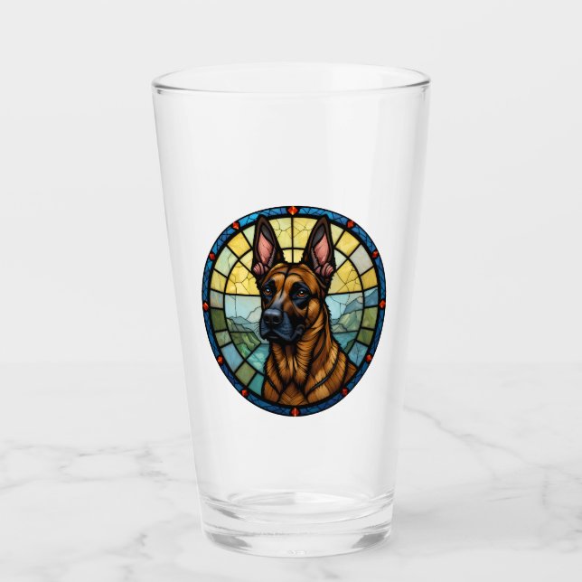 Belgian Malinois Stained Glass Style Illustration (Front)