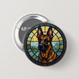 Belgian Malinois Stained Glass Style Illustration Button
