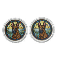 Belgian Malinois Stained Glass Style Illustration