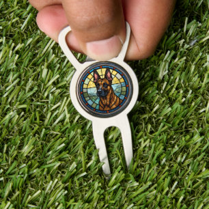 Belgian Malinois Stained Glass Style Illustration Divot Tool