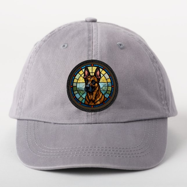 Belgian Malinois Stained Glass Style Illustration Patch (On Headwear)