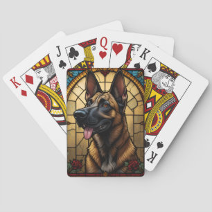 Belgian Malinois Stained Glass Style Illustration Poker Cards