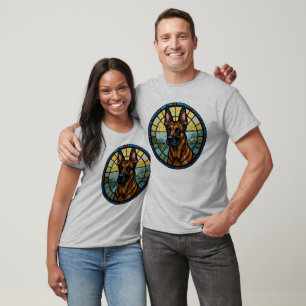 Belgian Malinois Stained Glass Style Illustration T-Shirt