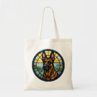 Belgian Malinois Stained Glass Style Illustration
