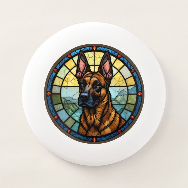Belgian Malinois Stained Glass Style Illustration Wham-O Frisbee (Front)