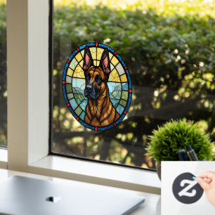 Belgian Malinois Stained Glass Style Illustration Window Cling