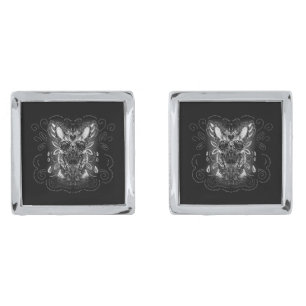 Belgian Malinois - Sugar Skull- Grayscale Cufflinks