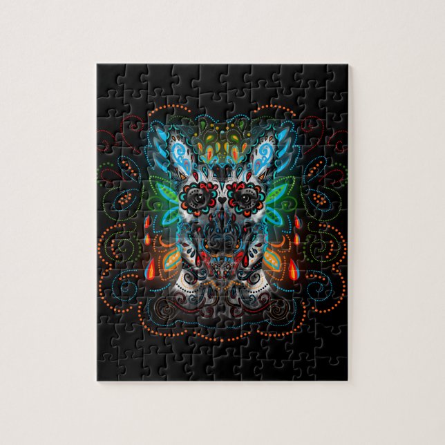 Belgian Malinois - Sugar Skull Jigsaw Puzzle (Vertical)