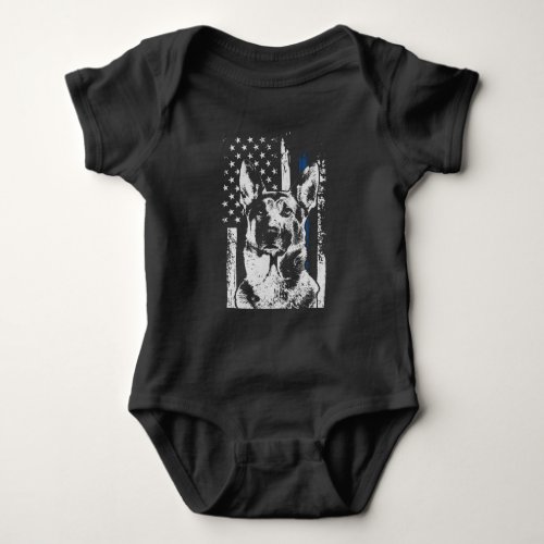 Belgian Malinois Thin Blue Line Police Dog Baby Bodysuit