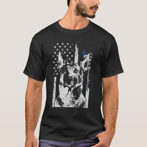 Belgian Malinois Thin Blue Line Police Dog T_Shirt