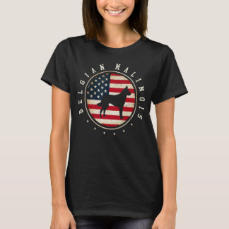 Belgian Malinois Usa Flag 4th July Dog Mom Dad T-Shirt