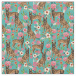 Belgian Malinois vintage florals turquoise Fabric