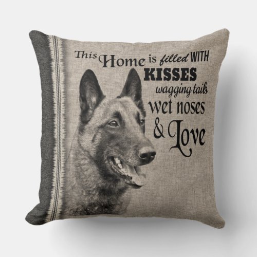 Belgian Malinois vintage portrait cute quote Throw Pillow