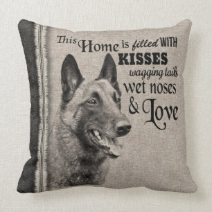 Belgian Malinois vintage portrait cute quote Throw Pillow