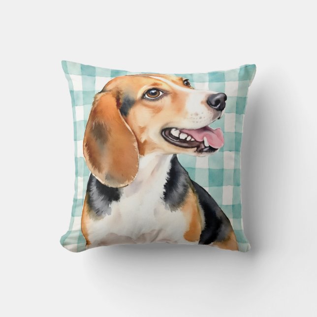 Belgian Malinois Watercolor Geometric Triangle Art Throw Pillow (Front)