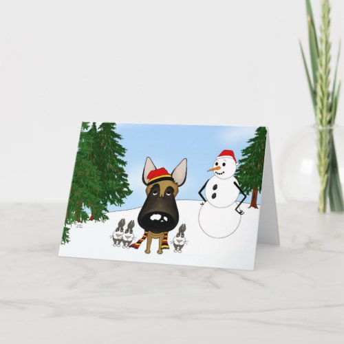 Belgian Malinois Winter Snow Holiday Card