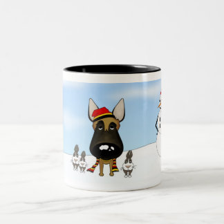 Belgian Malinois Winter Snow Two-Tone Coffee Mug