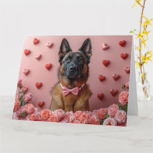 Belgian Malinois with Roses - Valentine's Day Card
