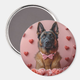 Belgian Malinois with Roses - Valentine's Day Magnet