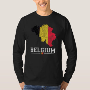 Belgian Map And Flag Souvenir   Distressed Belgium T-Shirt
