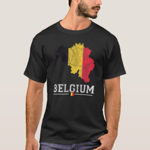 Belgian Map And Flag Souvenir Distressed Belgium T-Shirt