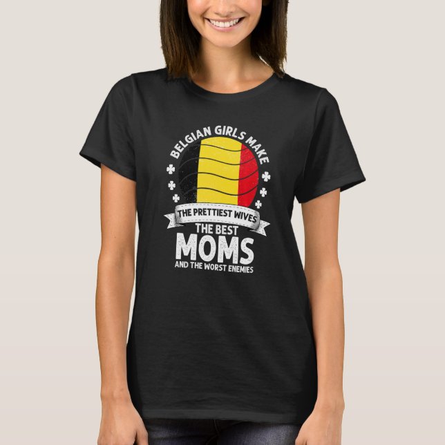 Belgian Mom Belgium Mothers Day Mama Belgian Ameri T-Shirt (Front)