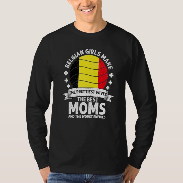 Belgian Mom Belgium Mothers Day Mama Belgian Ameri T-Shirt (Front)
