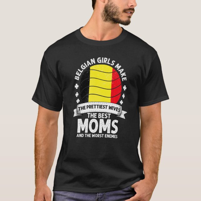 Belgian Mom Belgium Mothers Day Mama Belgian Ameri T-Shirt (Front)