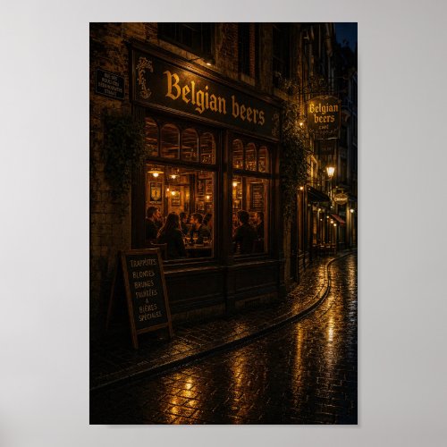 Belgian Night Alehouse Reflections Poster
