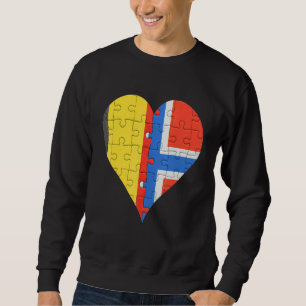 Belgian Norwegian Flag Heart Sweatshirt
