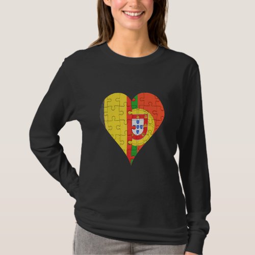 Belgian Portuguese Flag Heart  T_Shirt